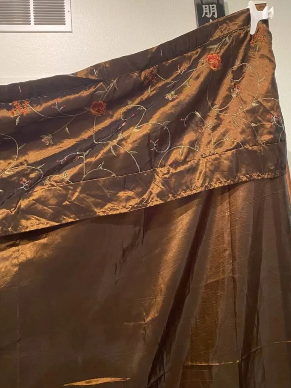 Chocolate Brown Floral Embroidered Shower Curtain – Whimsigoth Coquette Decor –